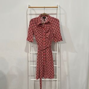 Laundry by Shelli Segal Retro Ruched Dress with Tied Waist - Size 4 - Pink
